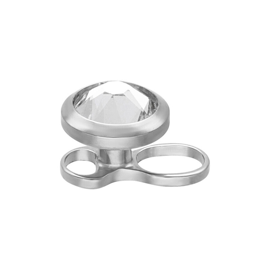 Ancora Dermal in Titanio Argento con Cristallo Ancora dermal in titanio argento con cristallo chiaro su sfondo bianco