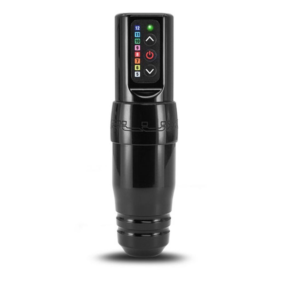 Macchina per tatuaggi FK Irons Microbeau Flux S nera su sfondo bianco