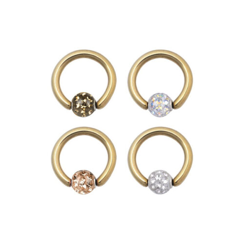 Anello Clip-In Cristalli Titanio Dorato