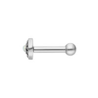 Barbell per Orecchio Tribale in Argento con Opale 1,2mm Barbell per orecchio in argento con opale bianco su sfondo bianco