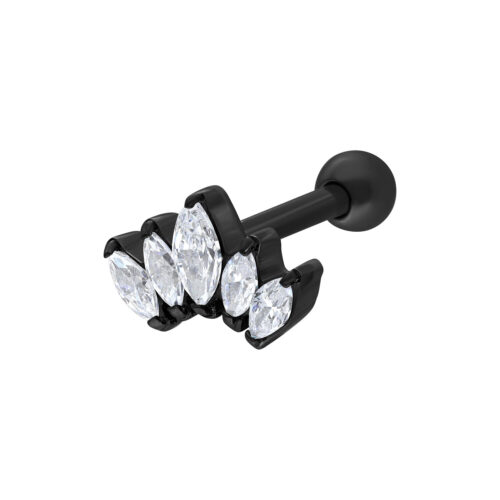 Earbarbell Crystal Lotus Flower in titanio - Nero