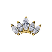 Barbell per orecchio con fiore di loto in cristallo dorato Barbell per orecchio dorato con design di fiore di loto in cristallo chiaro su sfondo bianco