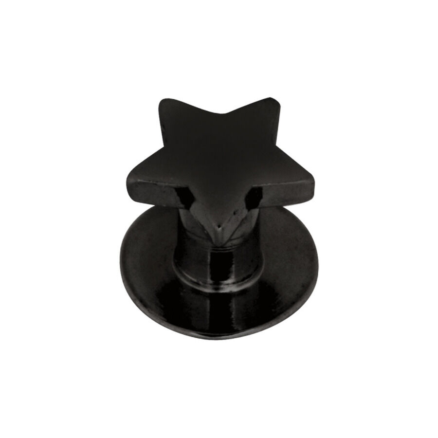 Piercing a stella nero in titanio su sfondo bianco