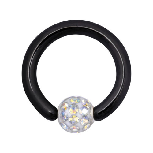 Anello Clip-In Cristalli Titanio Nero