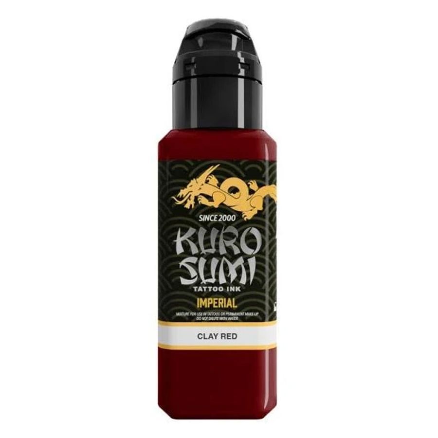 Kuro Sumi Imperial Clay Red inchiostro per tatuaggi Inchiostro rosso per tatuaggi Kuro Sumi Imperial Clay Red su sfondo bianco