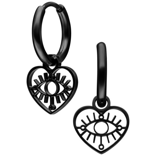 Mini Hoops Heart Eye Pendente - Nero