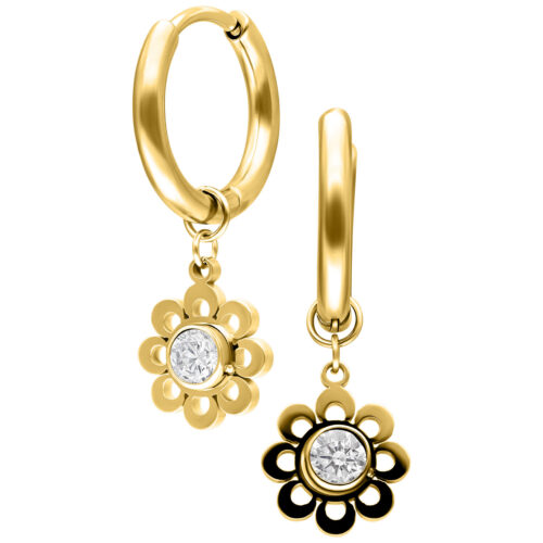 Mini Hoops Crystal Flower Pendente