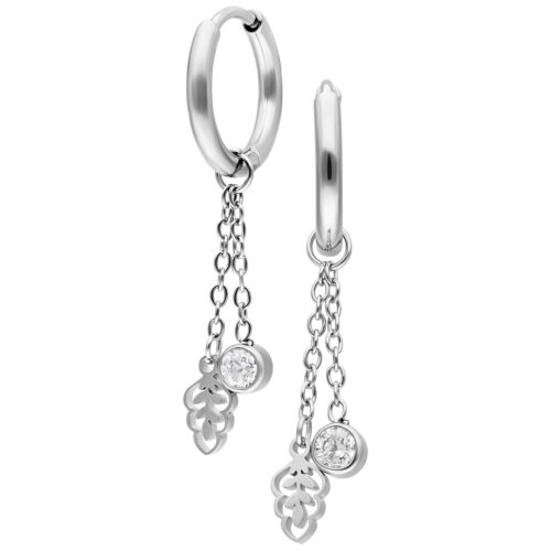 Mini Hoops Crystal Leaf con Catenella