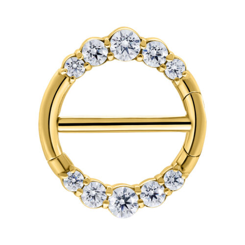 Anello Clicker Nipple double Crystal Acciaio