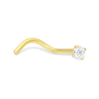 Nasenpiercing in oro 750 con diamante chiaro su sfondo bianco