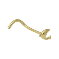 Piercing al naso in oro a forma di delfino su sfondo bianco