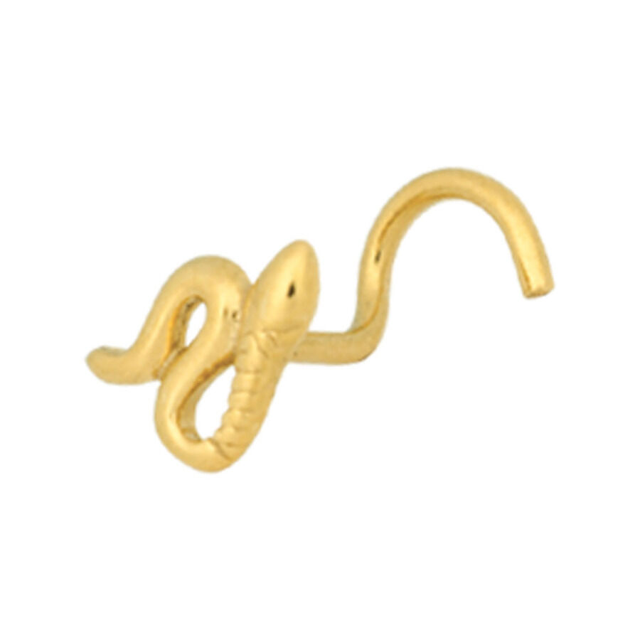 Piercing naso in oro a forma di serpente su sfondo bianco