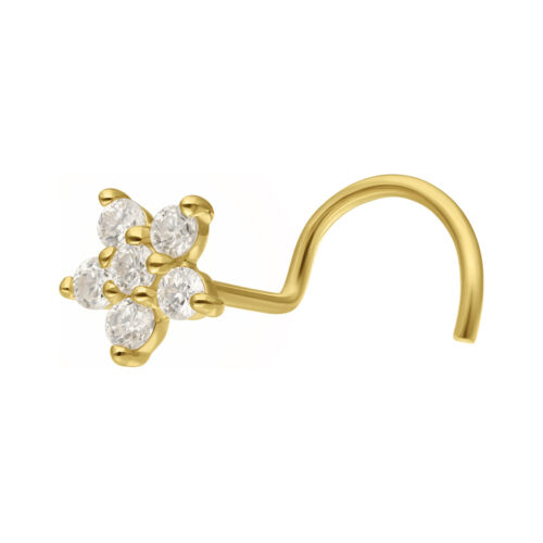 Chiodino Nostril Fiore in Oro 18K e Moissanite