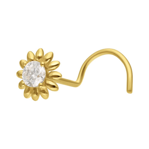 Chiodino Nostril Girasole in Oro 18K e Moissanite