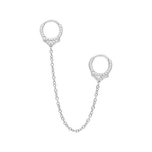 Piercing Manette Catena Lunga Cristalli Acciaio