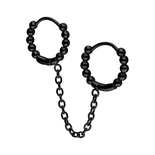 Doppio mini hoop con catena - Nero