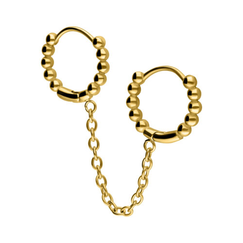 Doppio mini hoop con catena - Oro