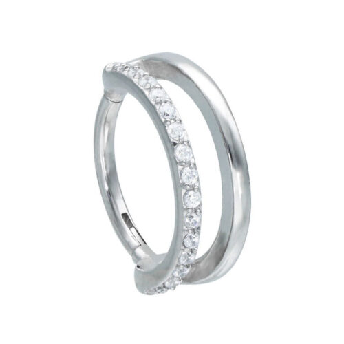 Septum Clicker Cristalli Anello Doppio Acciaio