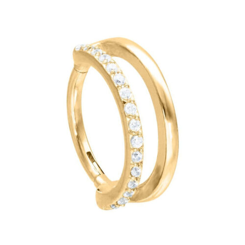 Septum Clicker Cristalli Anello Doppio Acciaio