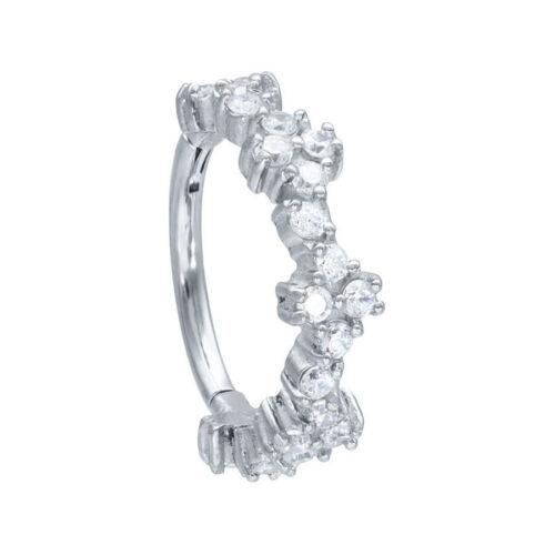 Anello Clicker Tiara Cristalli Acciaio