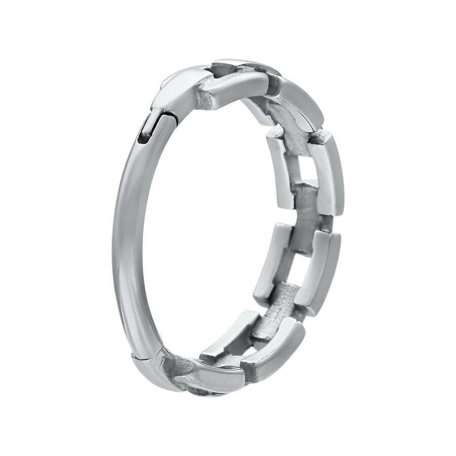 Clicker Chain Links Argento in acciaio chirurgico su sfondo bianco