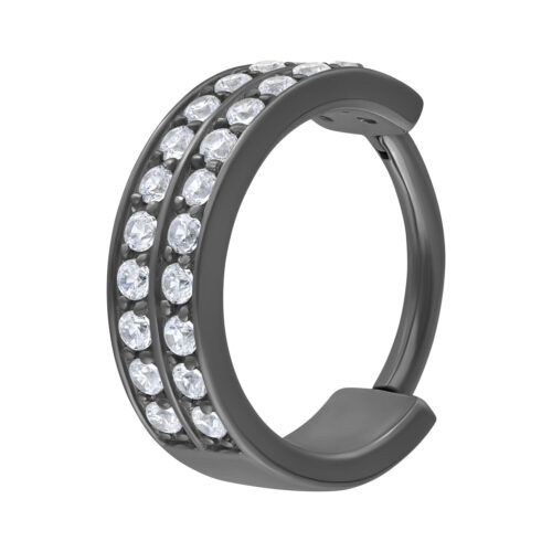 Hinged Ring Double Cristalli Acciaio