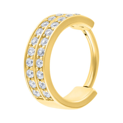 Hinged Ring Double Cristalli Acciaio