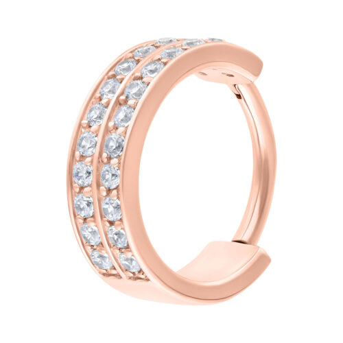 Hinged Ring Double Cristalli Acciaio