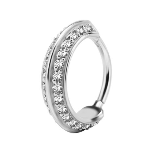 Hinged Ring Double Cristalli Acciaio