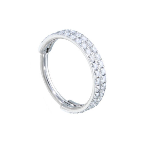 Hinged 2 Rings Crystal Clicker Acciaio