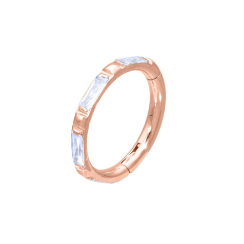 Hinged Ring Clicker Cristalli Acciaio - Oro rosa