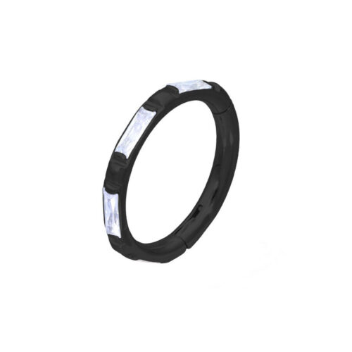 Hinged Ring Clicker Cristalli Acciaio - Nero