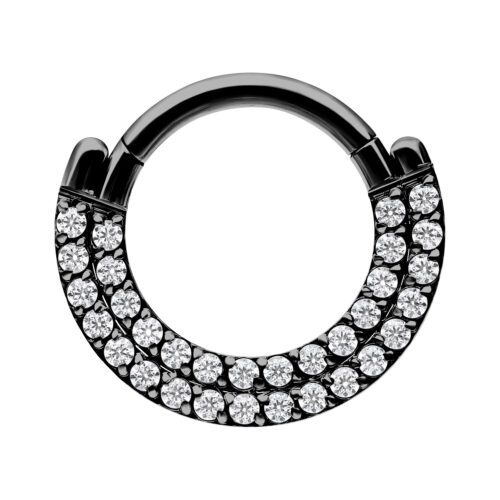 Septum Clicker Cristalli Anello Acciaio - Nero