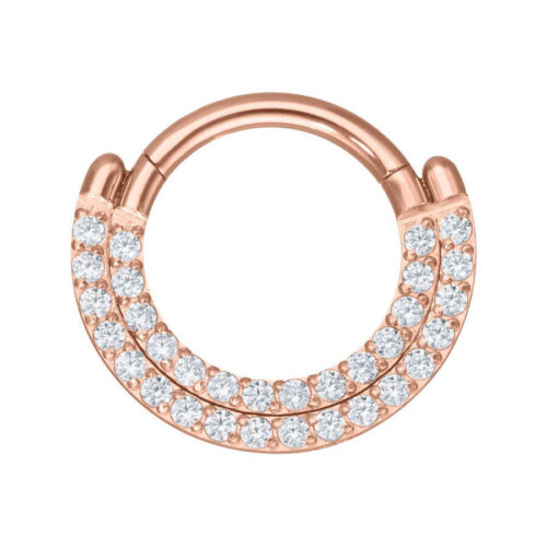 Septum Clicker Cristalli Anello Acciaio - Oro rosa