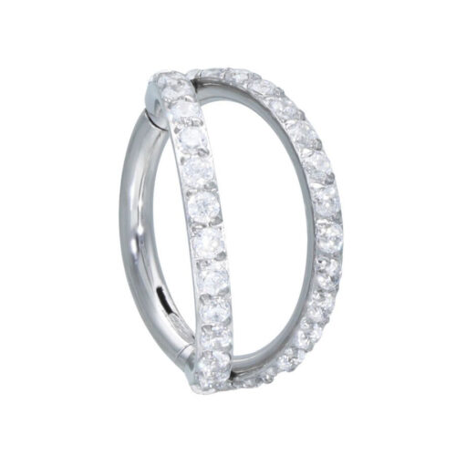 Septum Clicker Cristalli Anello Doppio Acciaio