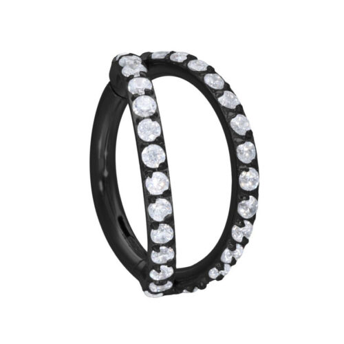 Septum Clicker Cristalli Anello Doppio Acciaio - Nero