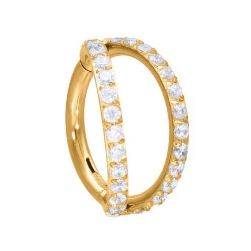 Septum Clicker Cristalli Anello Doppio Acciaio - Oro