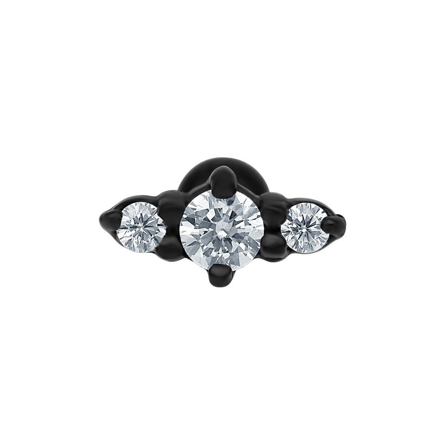 Barbell nero con tre cristalli chiari su sfondo bianco