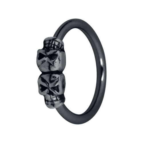 Anello clicker Mini Skulls acciaio e argento