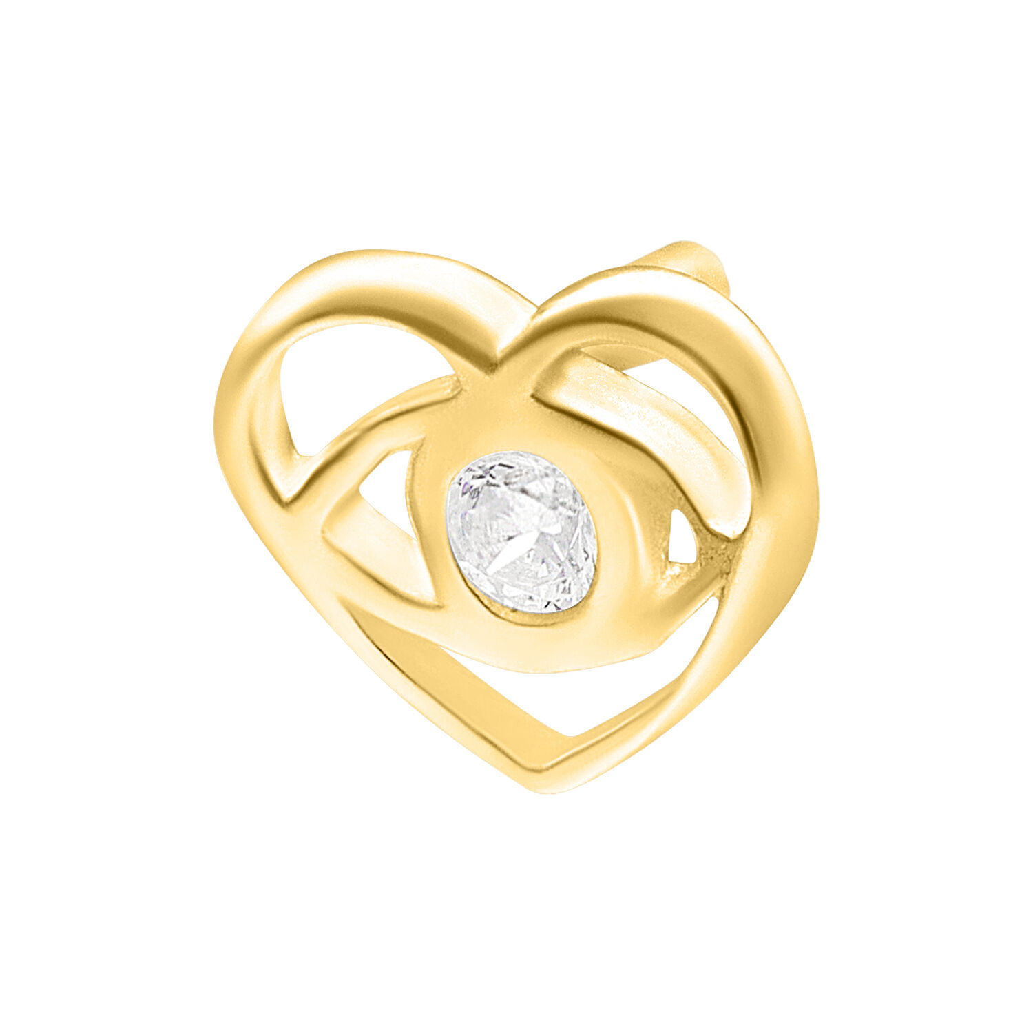 Inserto Lovely Eye dorato Push Fit con cristallo Inserto a cuore dorato per Push Fit con cristallo chiaro al centro