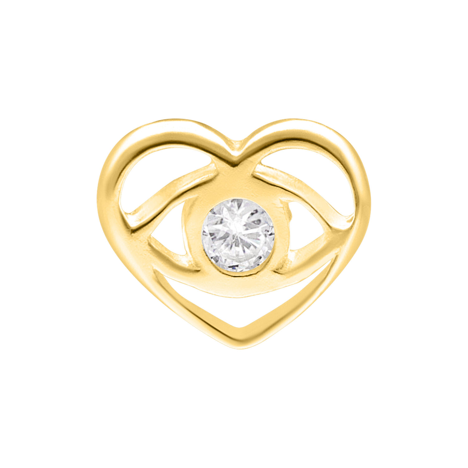 Inserto Eye in Cristallo Push Fit Dorato Inserto a cuore dorato con cristallo chiaro al centro, adatto per piercing Push Fit