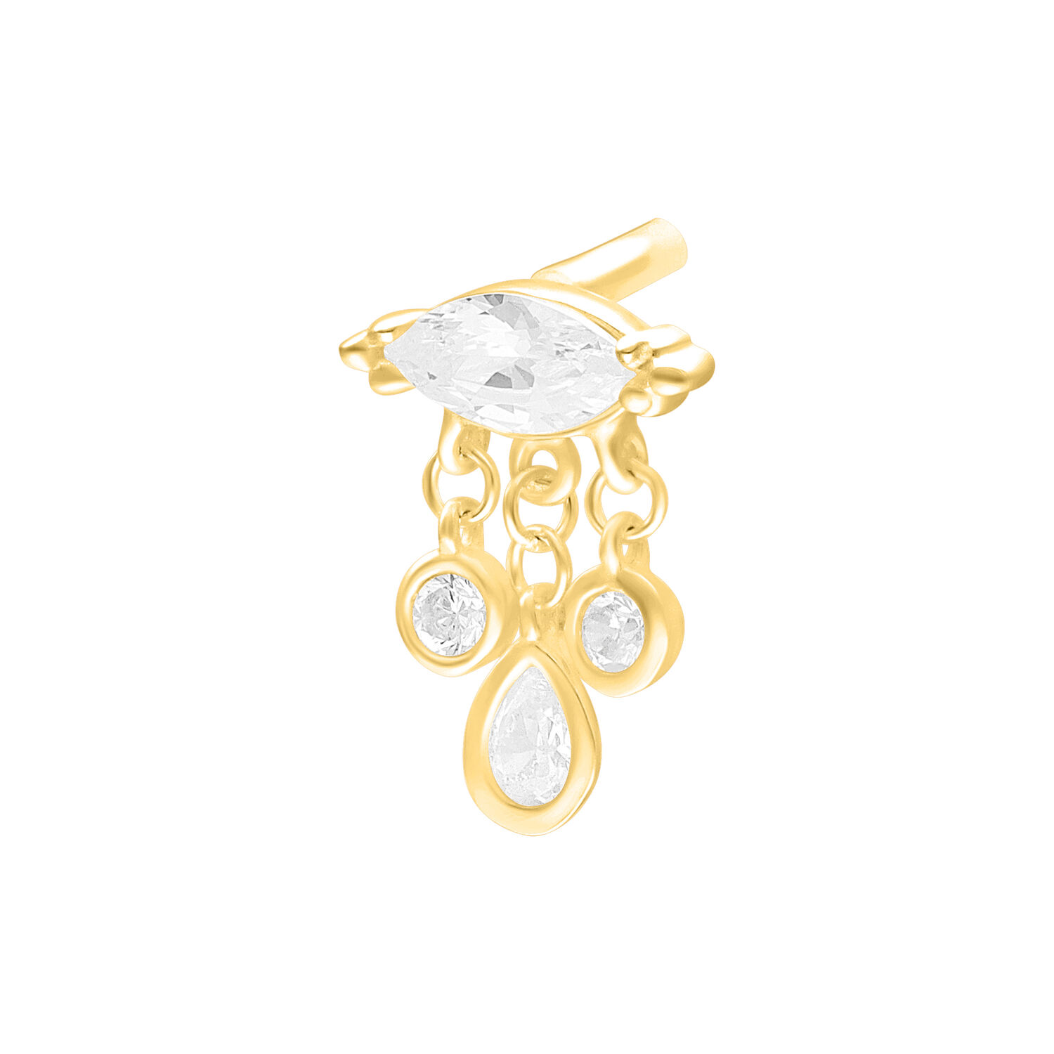 Inserto Push Fit dorato con cristallo chiaro su sfondo bianco