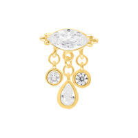 Inserto dorato con cristalli scintillanti, adatto per piercing Push Fit