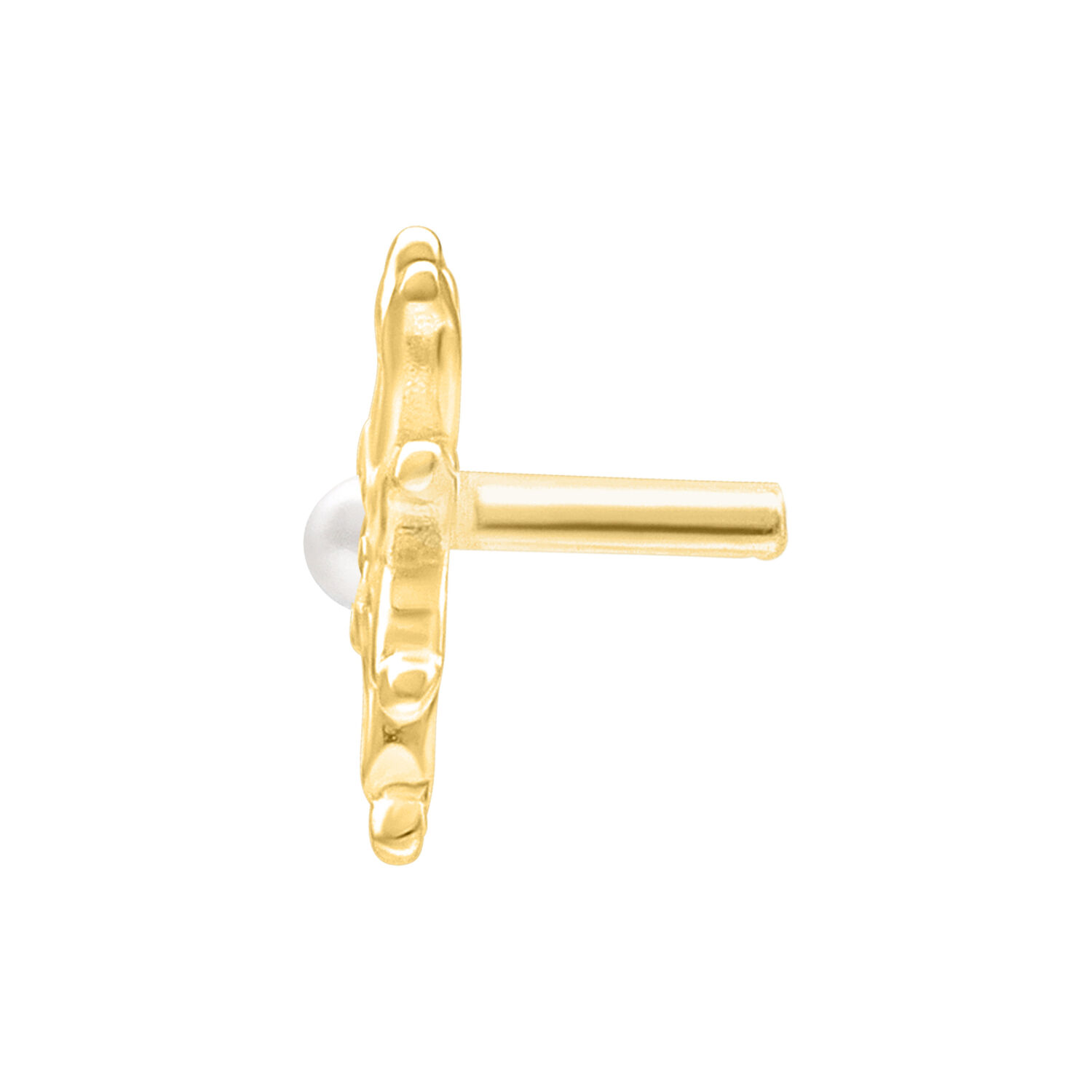 Goldener Aufsatz für Push Fit Piercing, seitliche Ansicht, 7mm