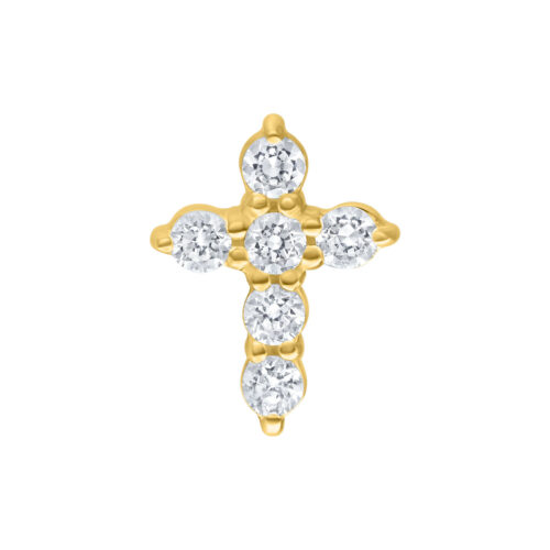 Terminale Push-Fit Croce Cristalli in Argento - Oro