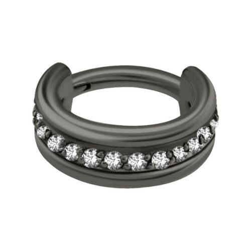 Hinged Ring Cristalli Acciaio - Nero