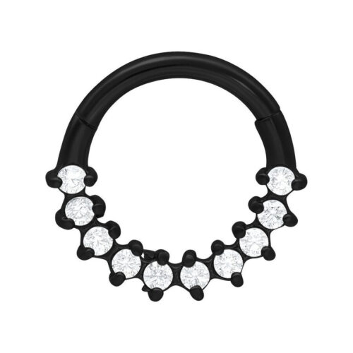 Septum Clicker Cristalli Glamorous Acciaio - Nero