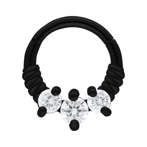 Septum Clicker Three Cristalli Acciaio - Nero