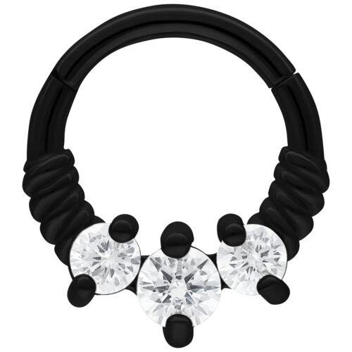 Septum Clicker Three Cristalli Acciaio - Nero