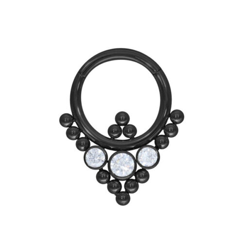 Septum Clicker Cristalli Oriental Triangle Acciaio - Nero